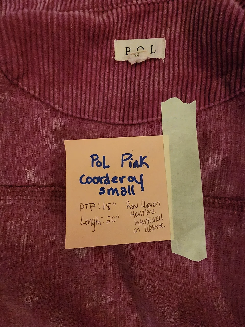 Boho POL Plum Berry Mineral Washed Corduroy Jacket Size Small - Picture 6 of 8